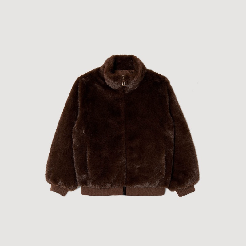 Sandro Faux fur jacket Brown | SN-SDO64538