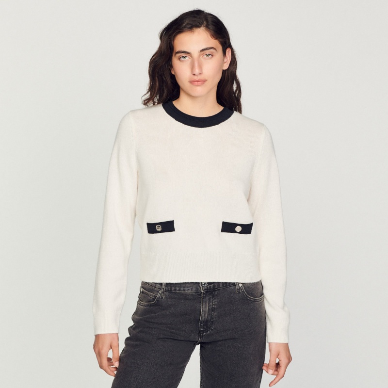 Sandro Fine knit sweater Ecru | SN-SDO64629