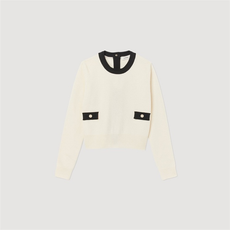 Sandro Fine knit sweater Ecru | SN-SDO64629