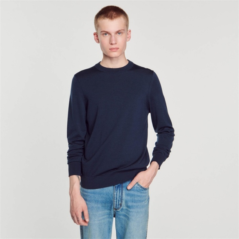 Sandro Fine knit wool sweater Bluish Grey | SN-SDO65250