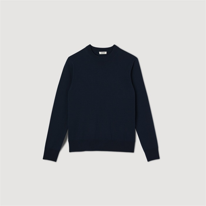 Sandro Fine knit wool sweater Navy Blue | SN-SDO65251