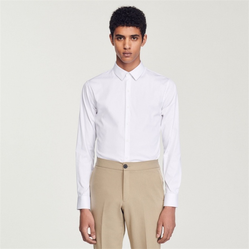 Sandro Fitted stretch cotton shirt Black | SN-SDO65023