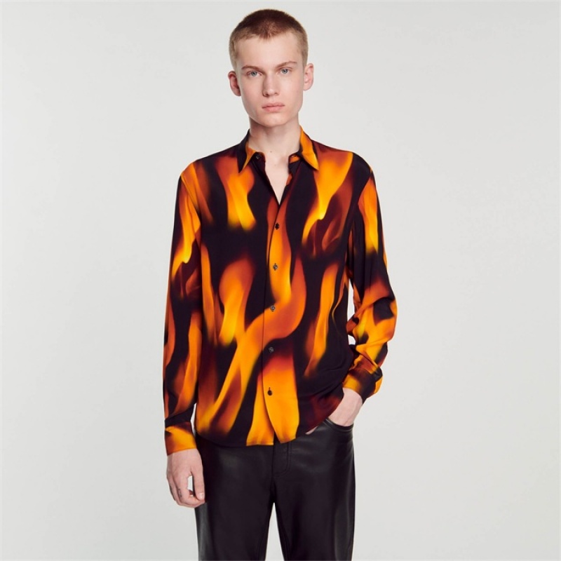 Sandro Flame pattern shirt Black | SN-SDO65046