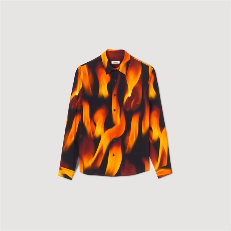 Sandro Flame pattern shirt Black | SN-SDO65046