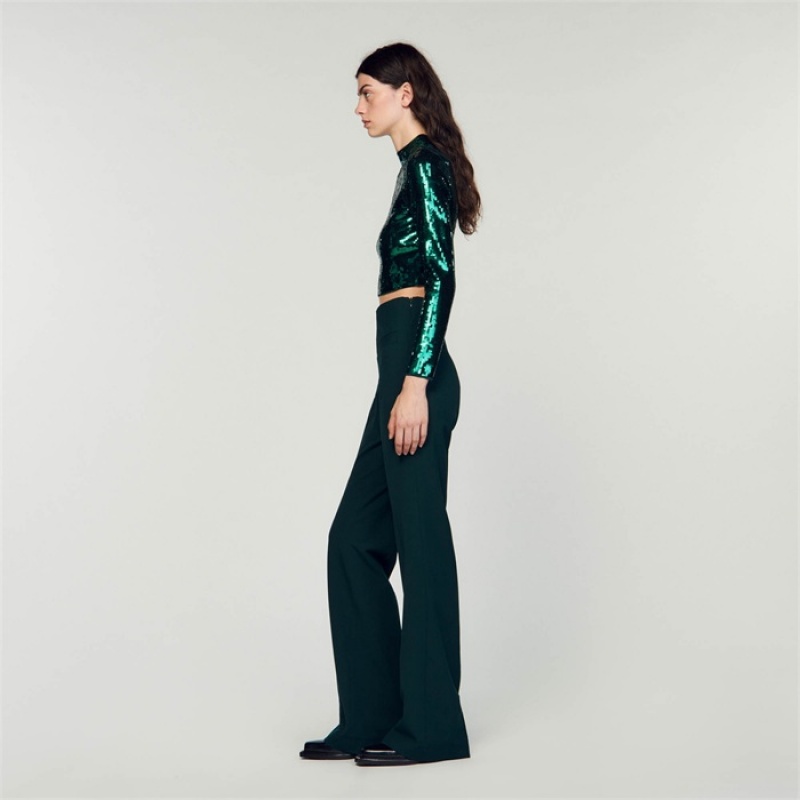 Sandro Flared pants Forest Green | SN-SDO64763