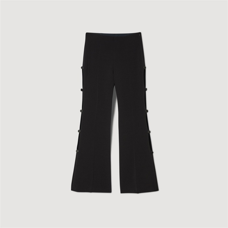 Sandro Flared trousers with cutaway sides Black | SN-SDO64796