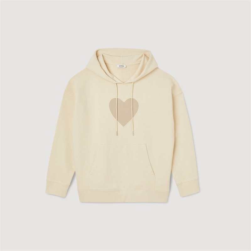 Sandro Fleece hoodie Beige | SN-SDO65319