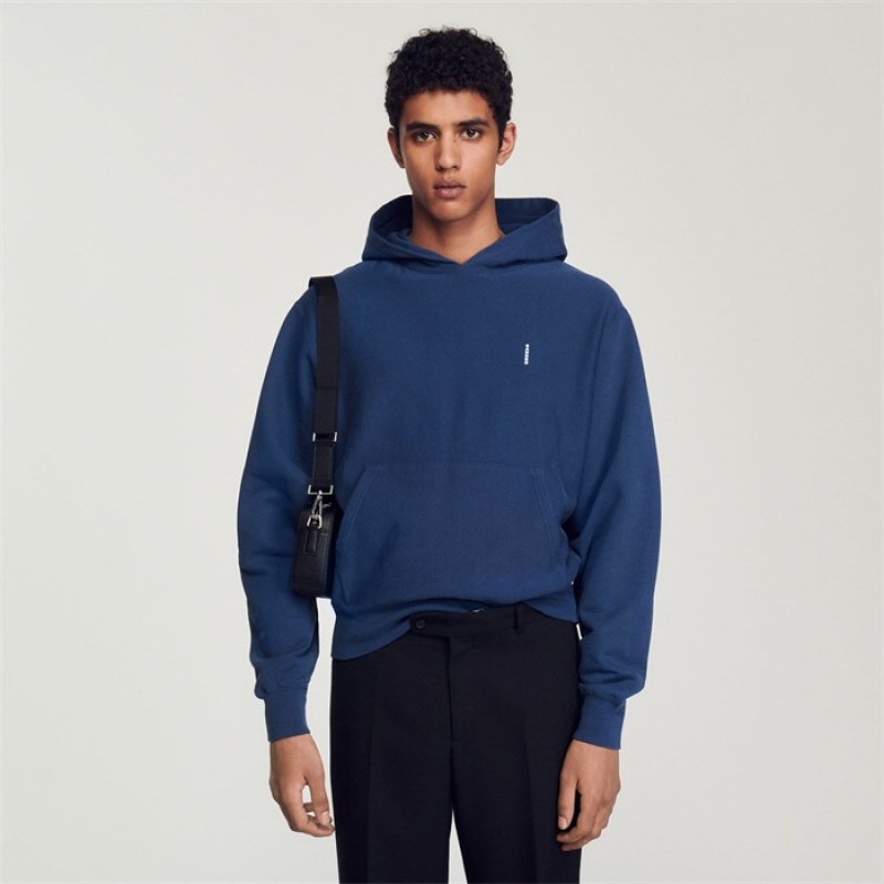 Sandro Fleece hoodie Blue | SN-SDO65312