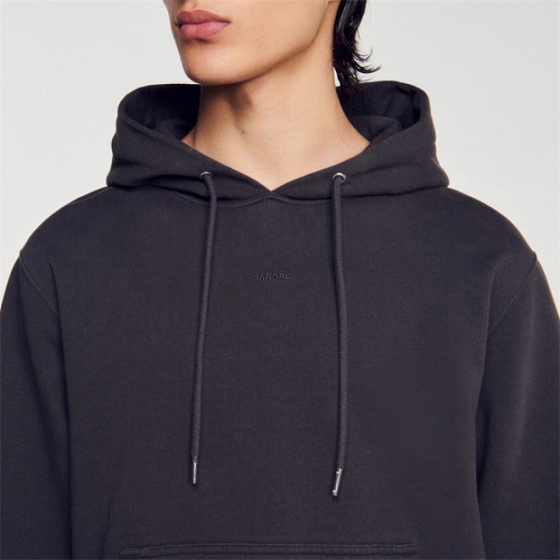 Sandro Fleece hoodie Charcoal Grey | SN-SDO65301