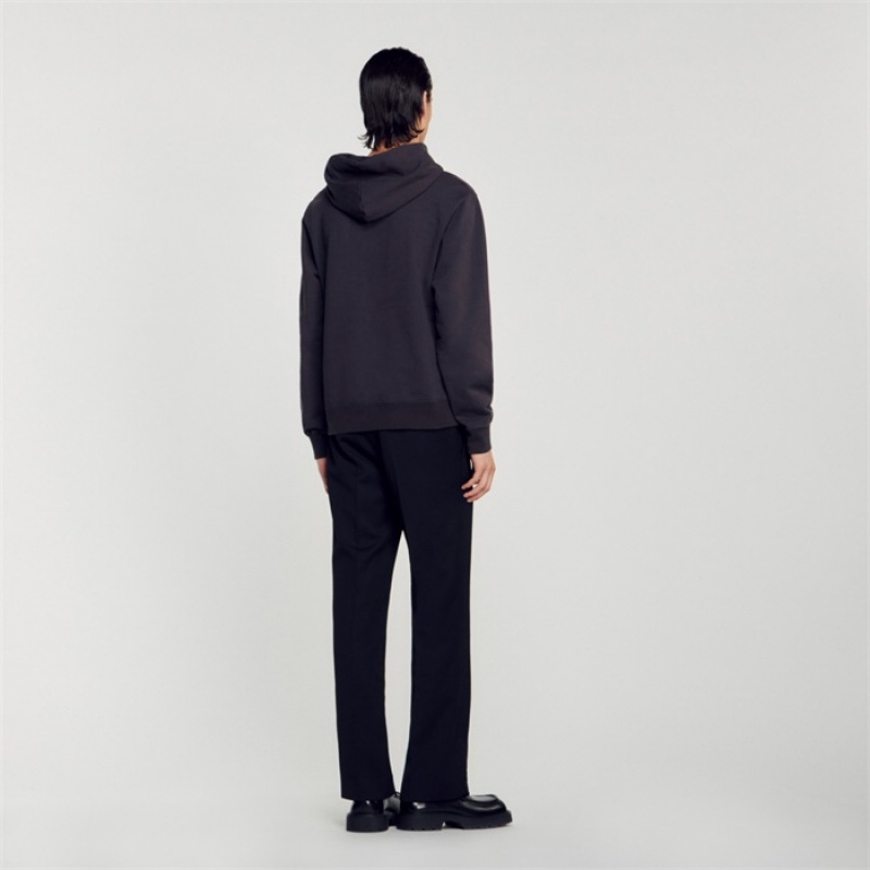 Sandro Fleece hoodie Charcoal Grey | SN-SDO65301