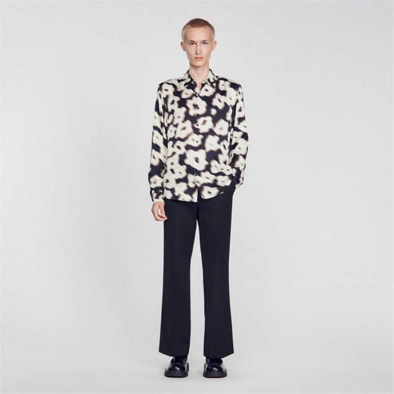 Sandro Floral print shirt Ecru | SN-SDO65070