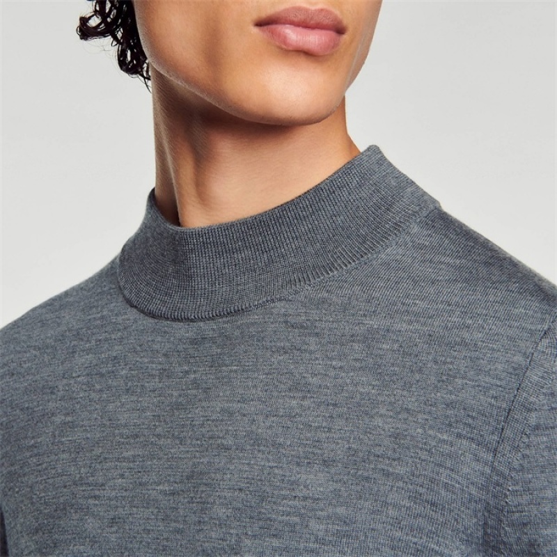 Sandro Funnel neck sweater Mocked Grey | SN-SDO65264