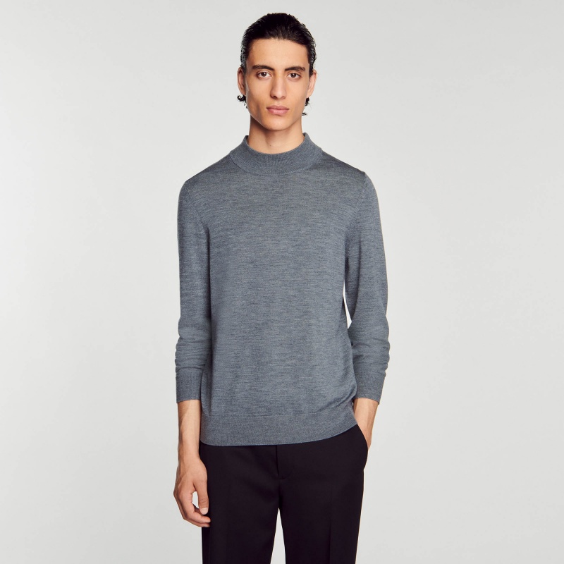 Sandro Funnel neck sweater Mocked Grey | SN-SDO65264