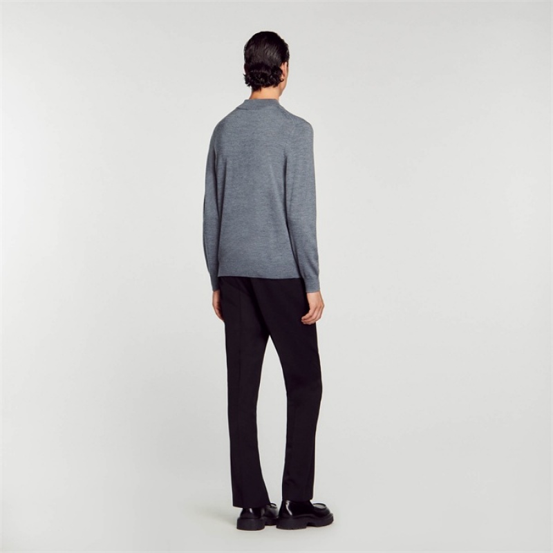 Sandro Funnel neck sweater Mocked Grey | SN-SDO65264