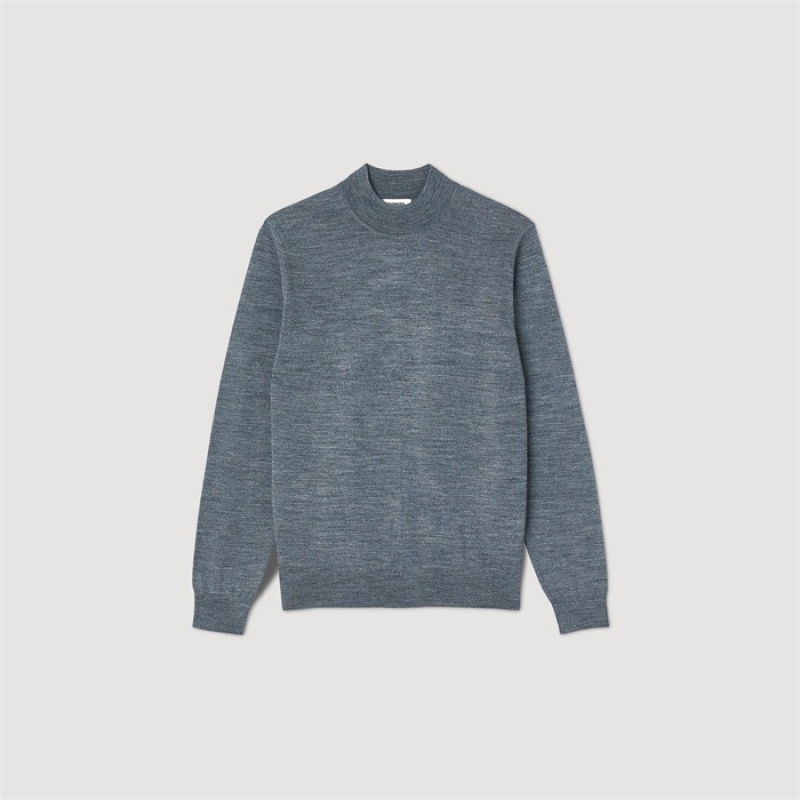 Sandro Funnel neck sweater Mocked Grey | SN-SDO65264