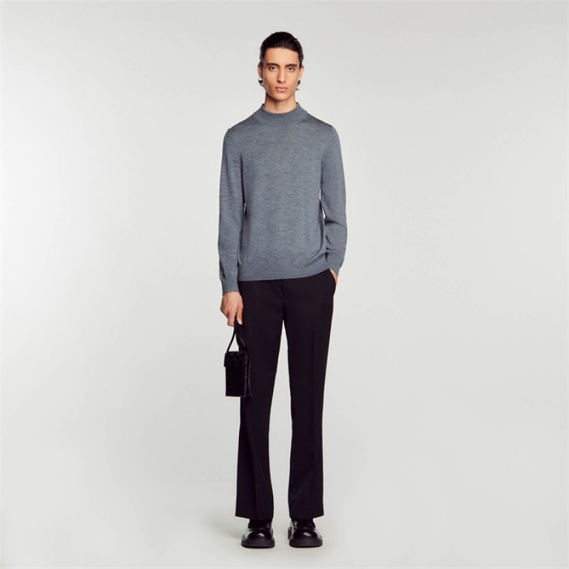 Sandro Funnel neck sweater Mocked Grey | SN-SDO65264