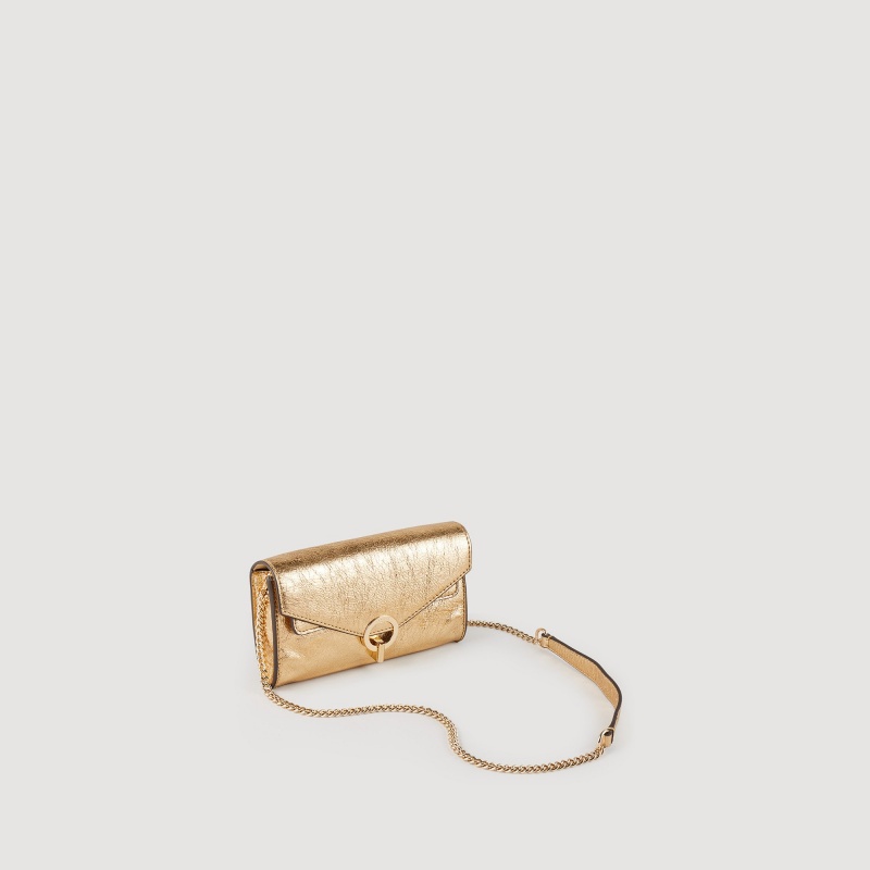 Sandro Gold leather clutch bag Gold | SN-SDO64855