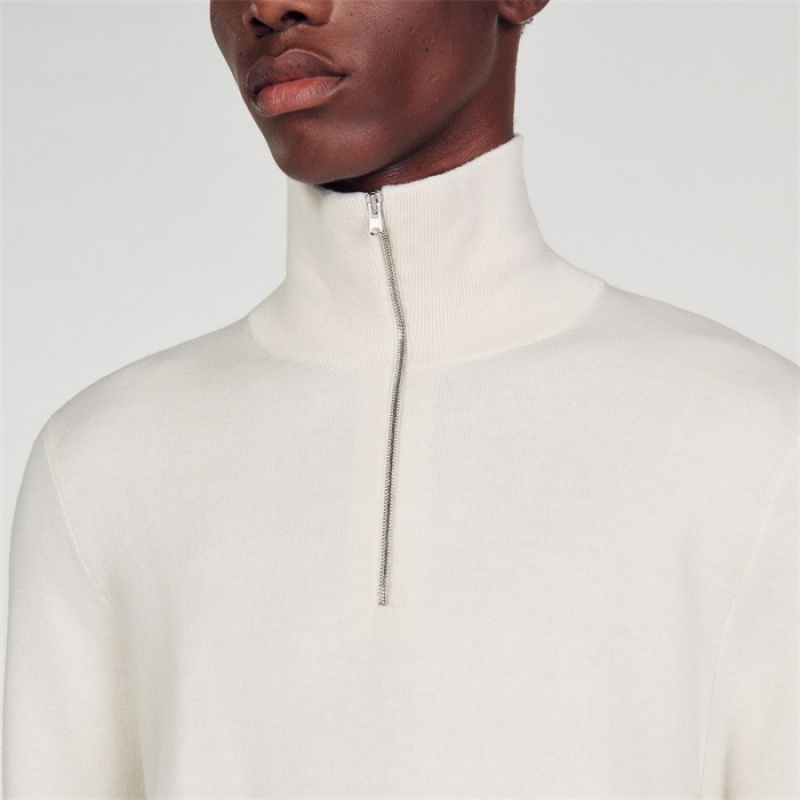 Sandro Half-zip jumper Ecru | SN-SDO65292