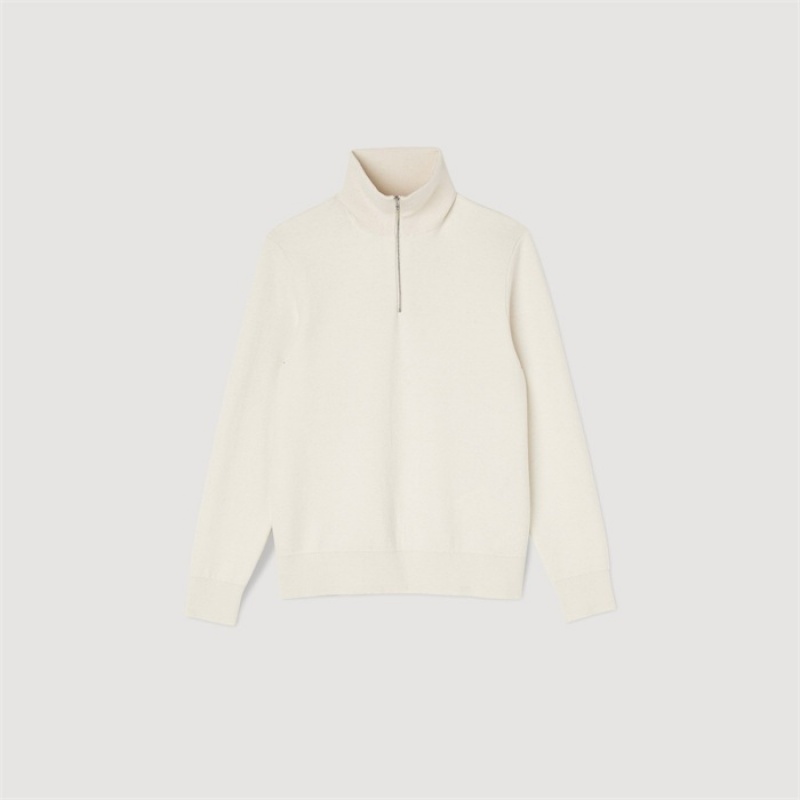 Sandro Half-zip jumper Ecru | SN-SDO65292