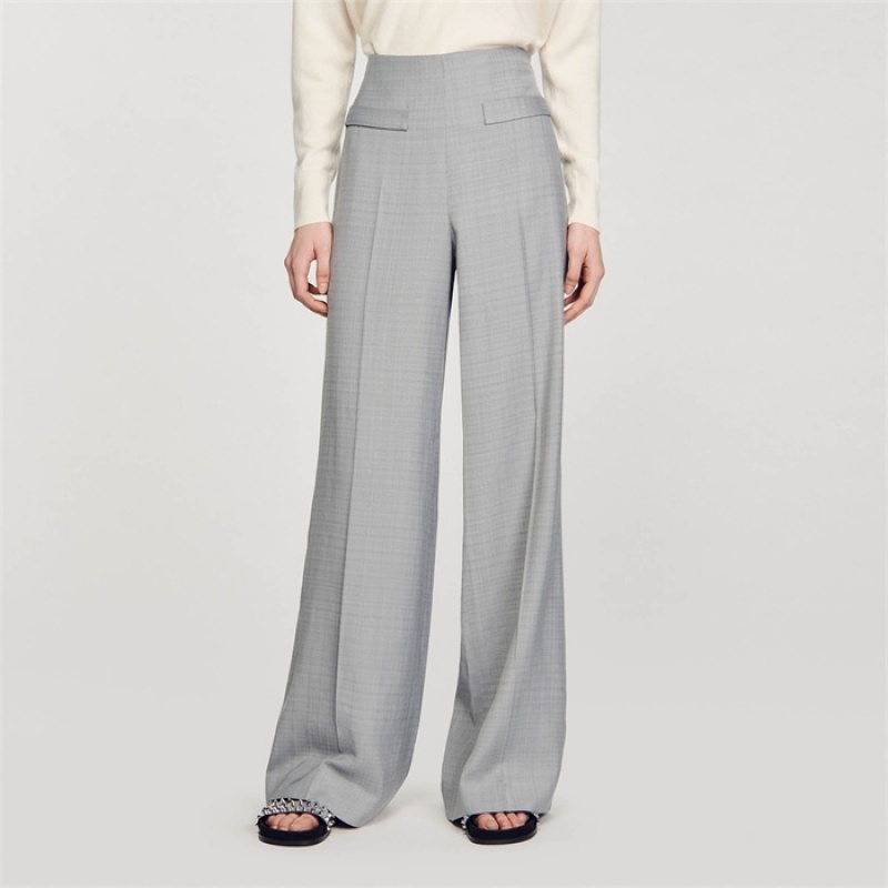 Sandro High-waisted flared trousers Light Grey | SN-SDO64795