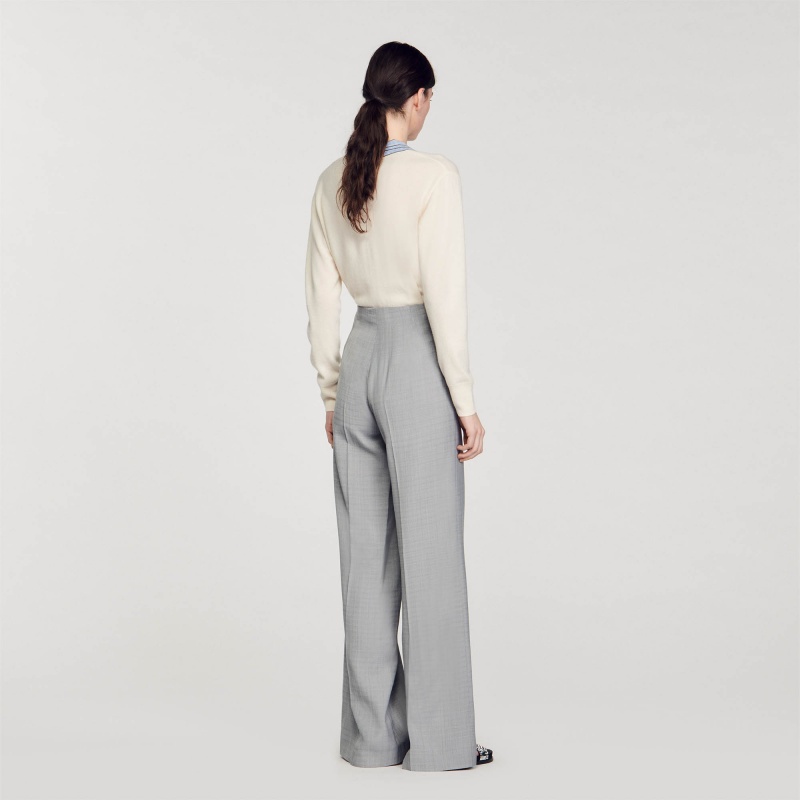 Sandro High-waisted flared trousers Light Grey | SN-SDO64795