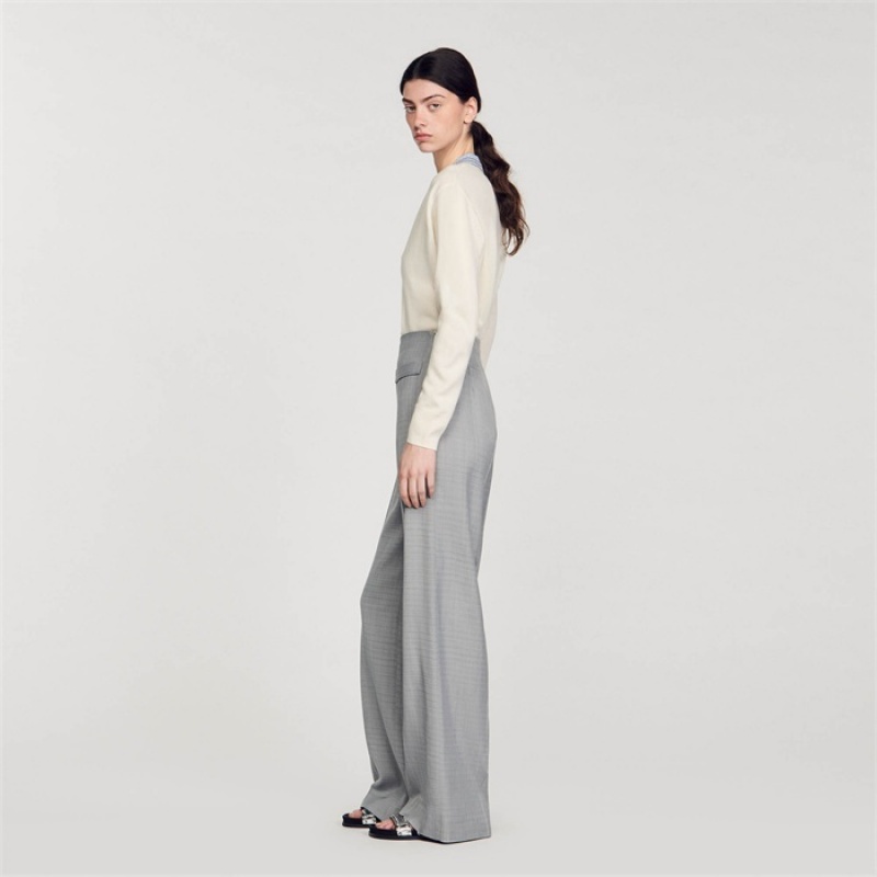 Sandro High-waisted flared trousers Light Grey | SN-SDO64795