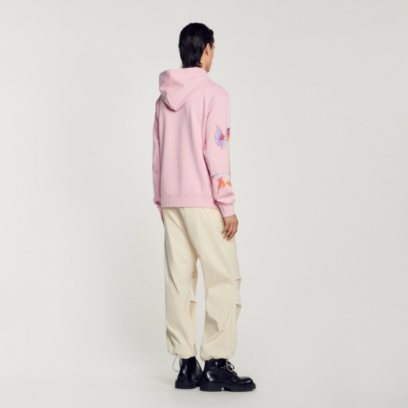 Sandro Hooded printed sweatshirt Pink | SN-SDO65305