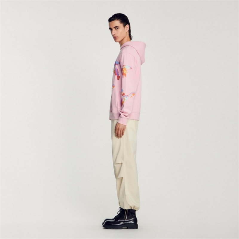 Sandro Hooded printed sweatshirt Pink | SN-SDO65305