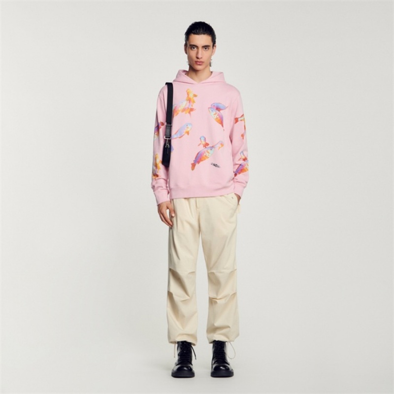 Sandro Hooded printed sweatshirt Pink | SN-SDO65305