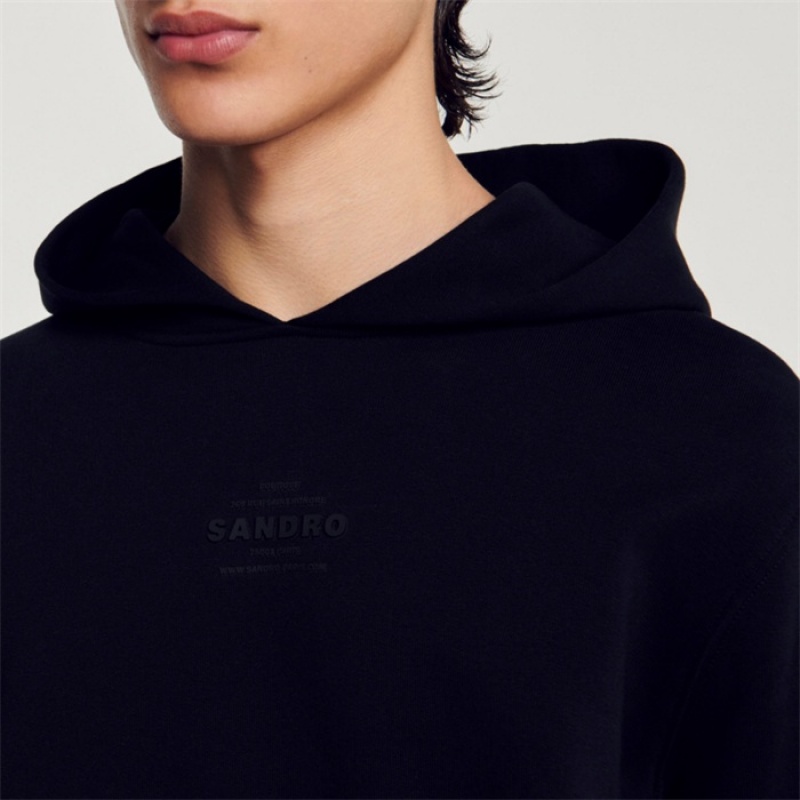 Sandro Hooded sweatshirt with rubber logo Black | SN-SDO65303