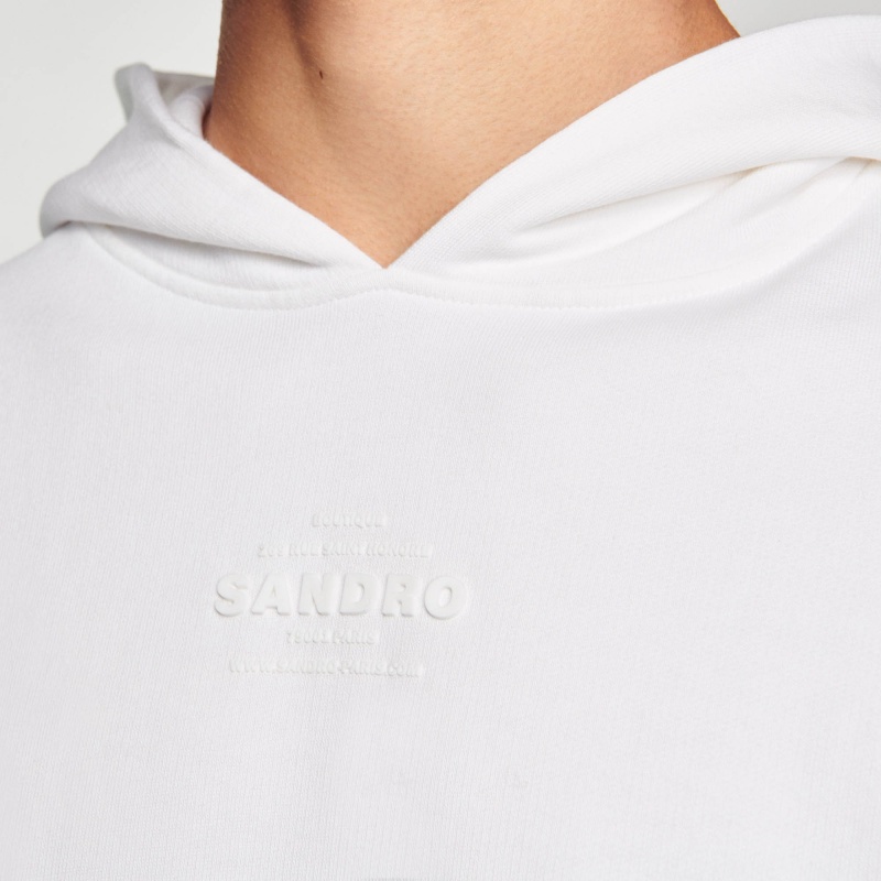 Sandro Hooded sweatshirt with rubber logo White | SN-SDO65311