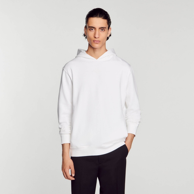 Sandro Hooded sweatshirt with rubber logo White | SN-SDO65311