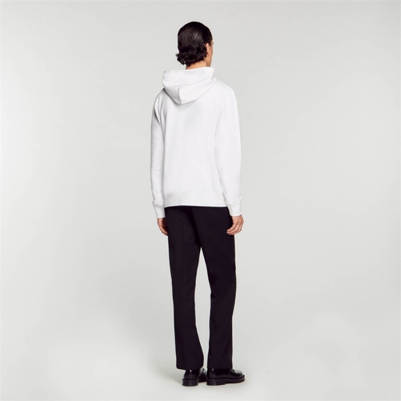 Sandro Hooded sweatshirt with rubber logo White | SN-SDO65311