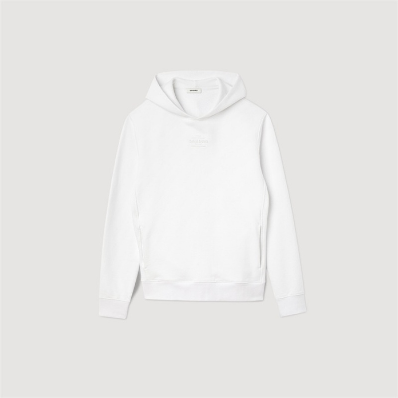 Sandro Hooded sweatshirt with rubber logo White | SN-SDO65311