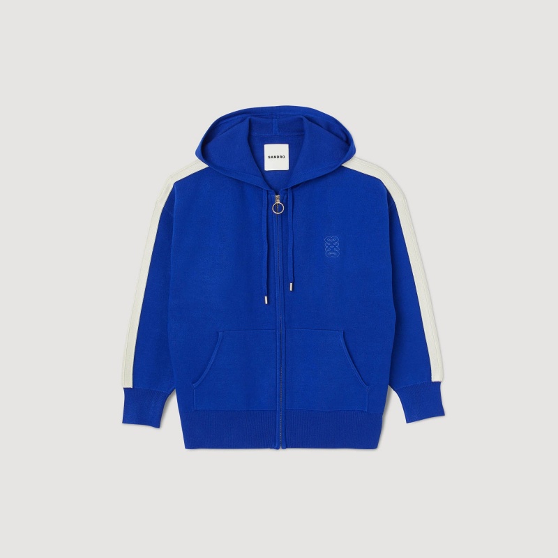 Sandro Hooded zip-up cardigan Blue | SN-SDO64566