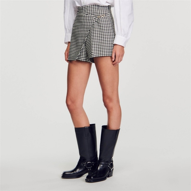 Sandro Houndstooth shorts Black / White | SN-SDO64768