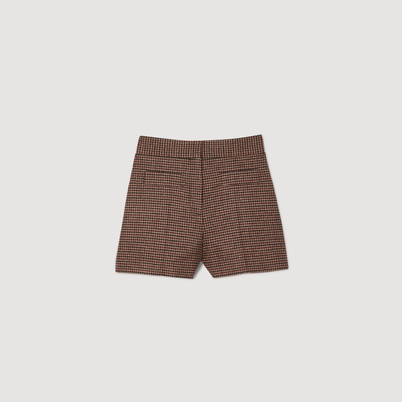 Sandro Houndstooth shorts Brown / Burgundy | SN-SDO64773