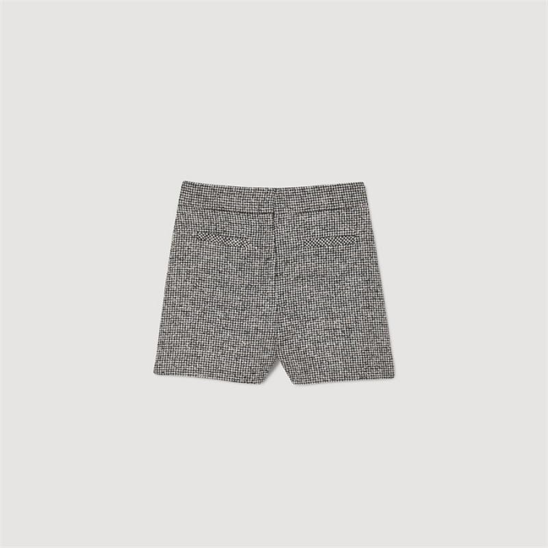 Sandro Houndstooth shorts White / Black | SN-SDO64776