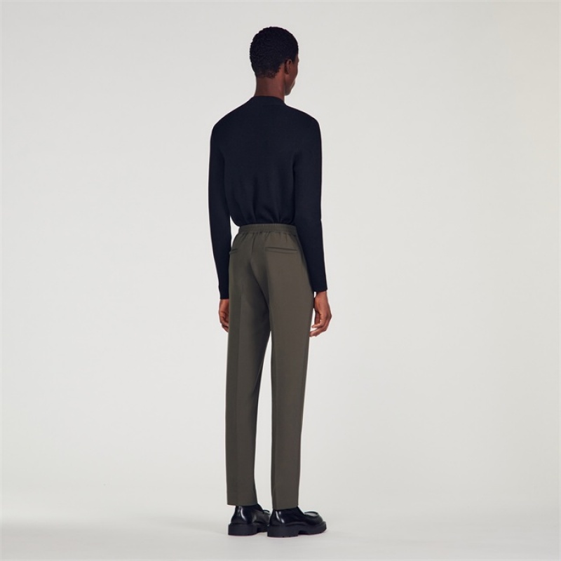 Sandro Jersey pants Olive Green | SN-SDO65345