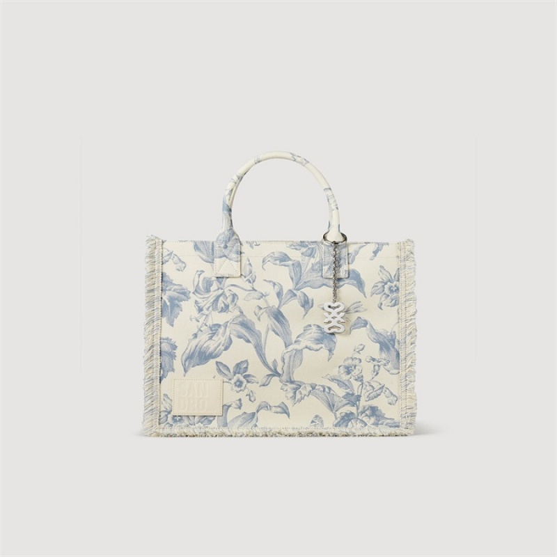 Sandro Kasbah Toile de Jouy tote bag Ecru / Bleu | SN-SDO64914