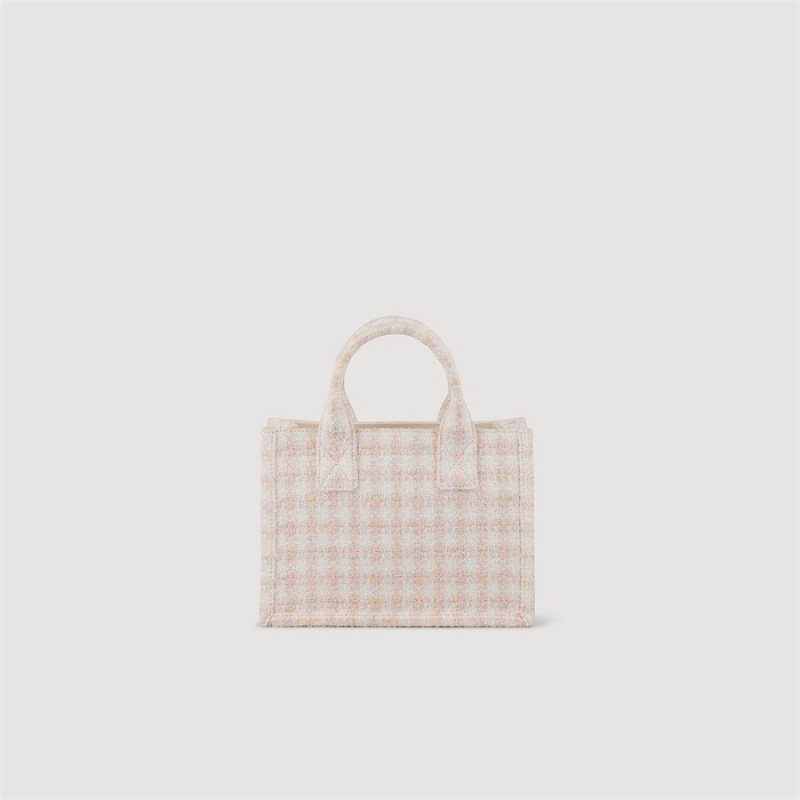 Sandro Kasbah small tweed tote bag Light Pink | SN-SDO64909