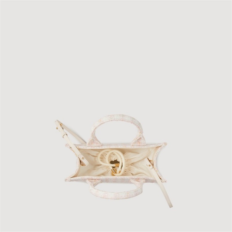 Sandro Kasbah small tweed tote bag Light Pink | SN-SDO64909