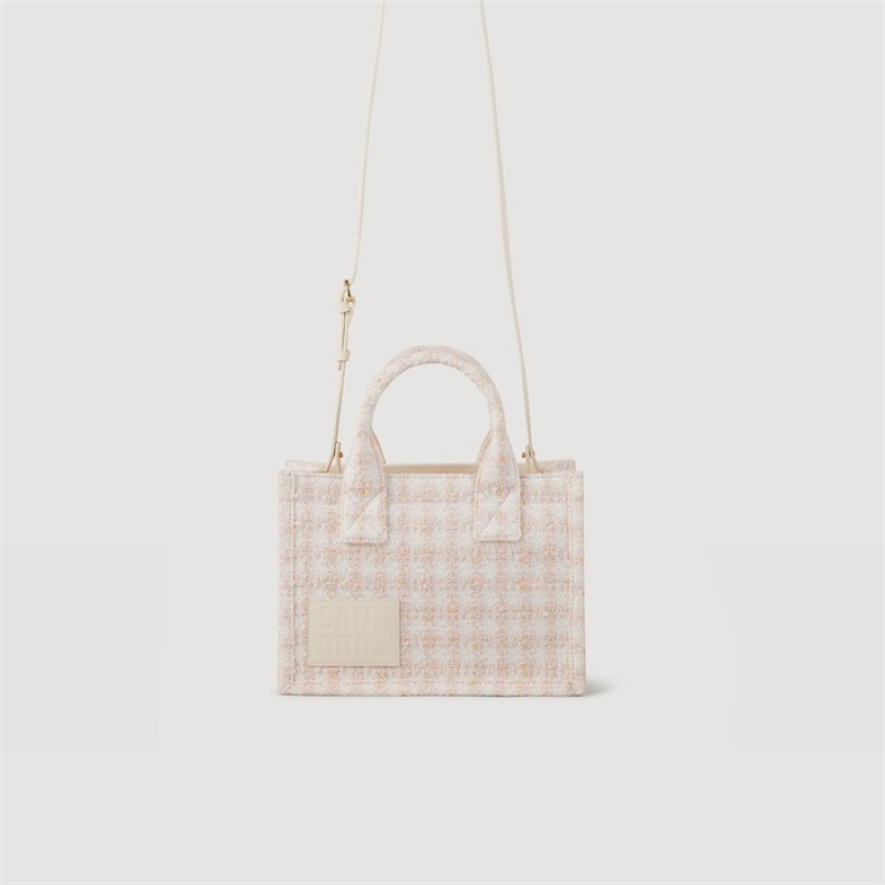 Sandro Kasbah small tweed tote bag Light Pink | SN-SDO64909