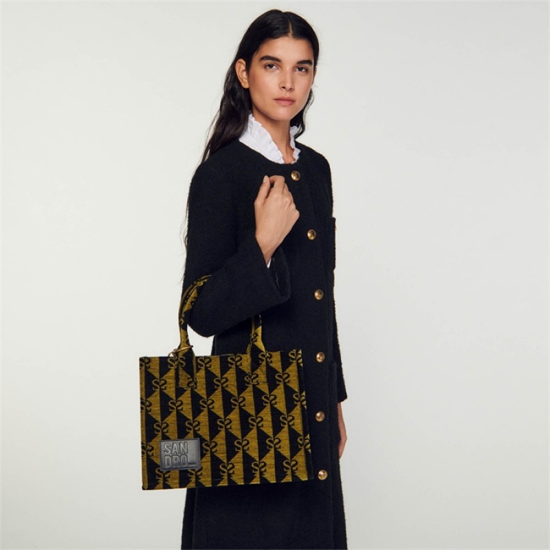 Sandro Kasbah tweed bag Kaki / Black | SN-SDO64903