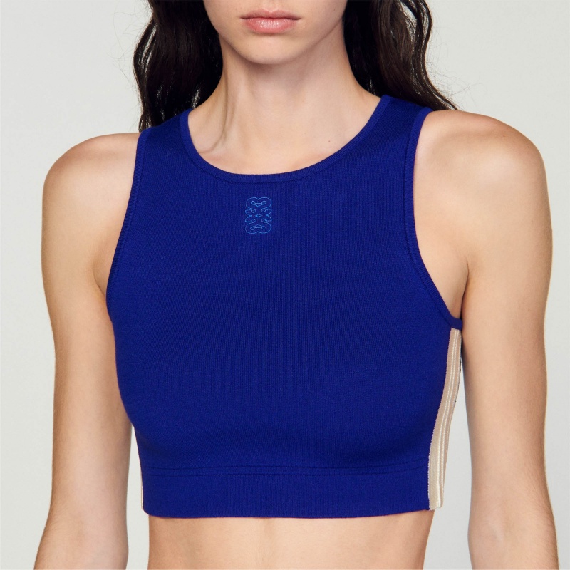 Sandro Knit crop top Blue | SN-SDO64309