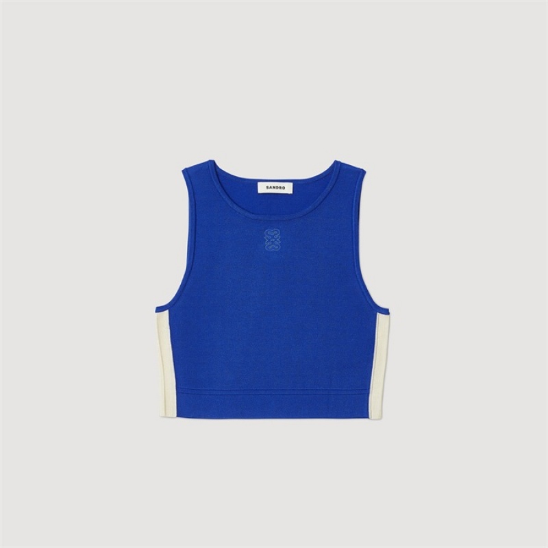 Sandro Knit crop top Blue | SN-SDO64309