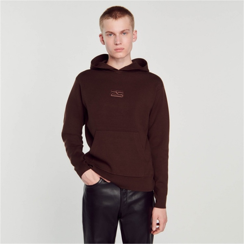 Sandro Knit hoodie Black Brown | SN-SDO65320