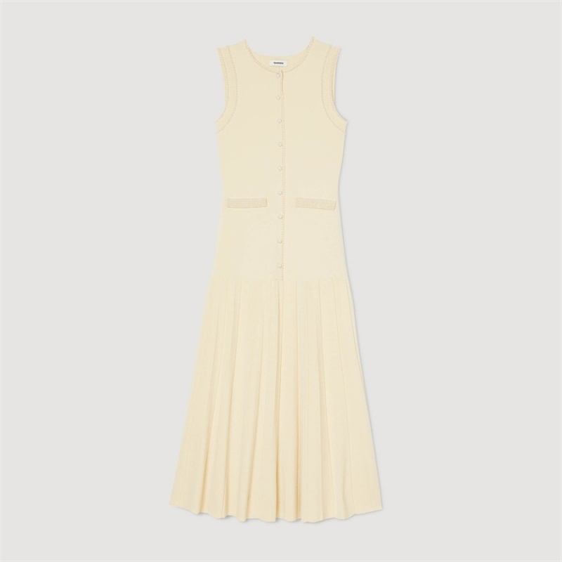 Sandro Knit midi dress Beige | SN-SDO64270