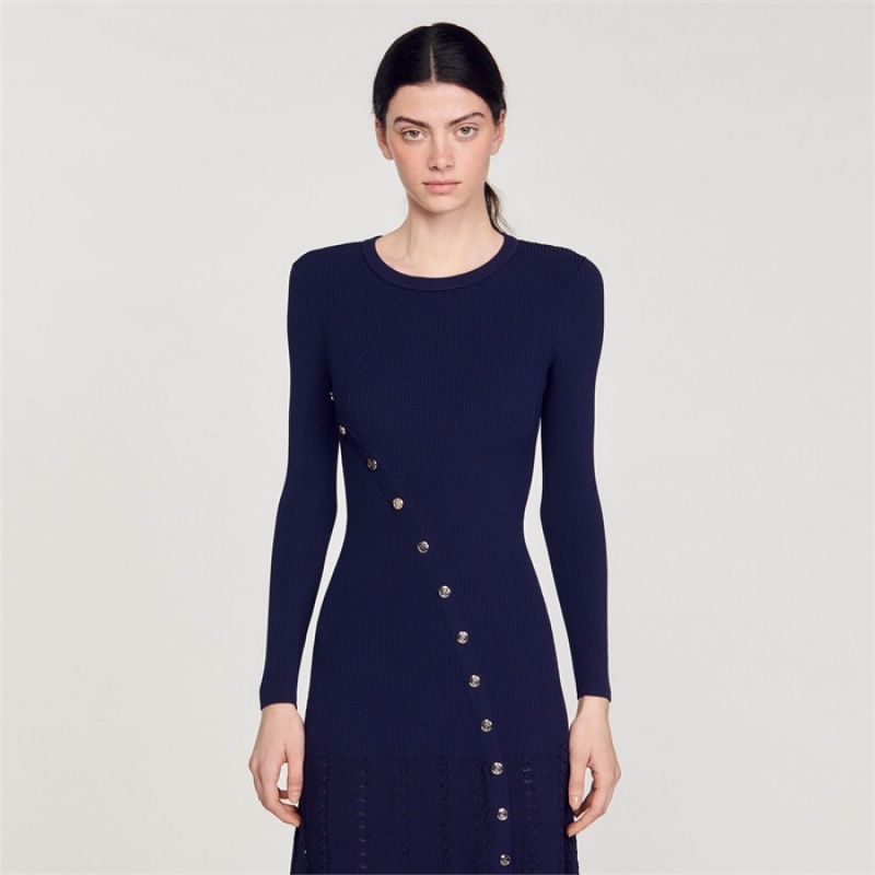 Sandro Knit midi dress Deep Blue | SN-SDO64271