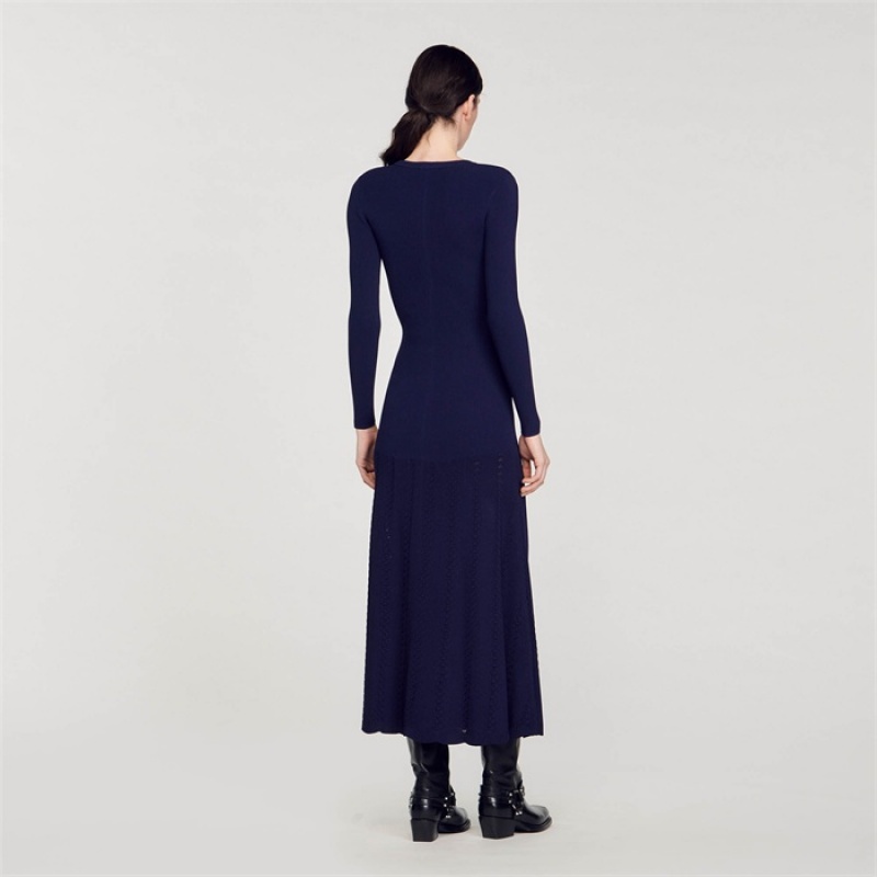 Sandro Knit midi dress Deep Blue | SN-SDO64271